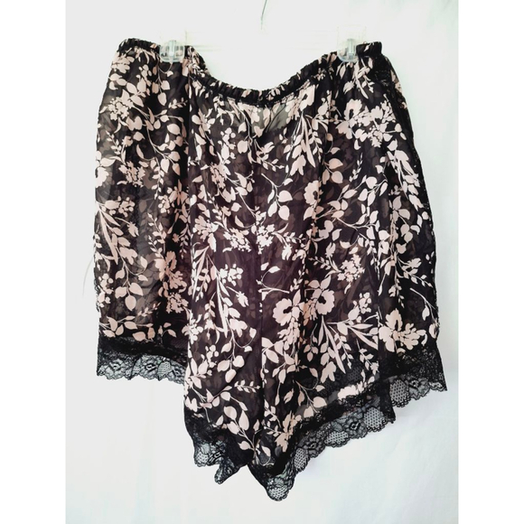 Catherines Shorts 3X Black Floral Lace Trim women's nwt sheer sexy Sleepwear - Picture 4 of 5